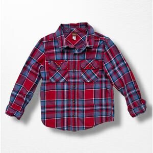 Tea Collection Red and Blue Flannel Shirt, Size 8